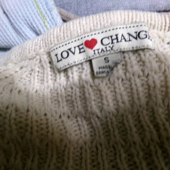 LOVE CHANGE Square Knitted Sweater Top Small Beige Scoop neck long sleeve raglan - Picture 9 of 9